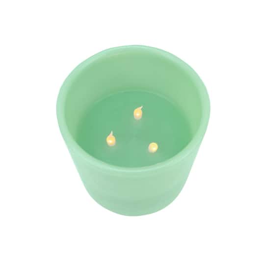 6&#x22; Flickering Wax Christmas LED Pillar Candle, Sage Green